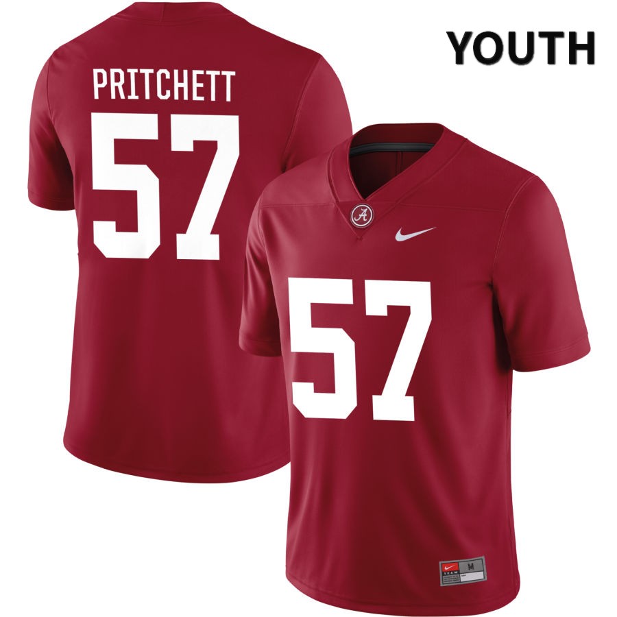 Alabama Crimson Tide Youth Elijah Pritchett #57 NIL Crimson 2022 NCAA Authentic Stitched College Football Jersey NF16R43WR